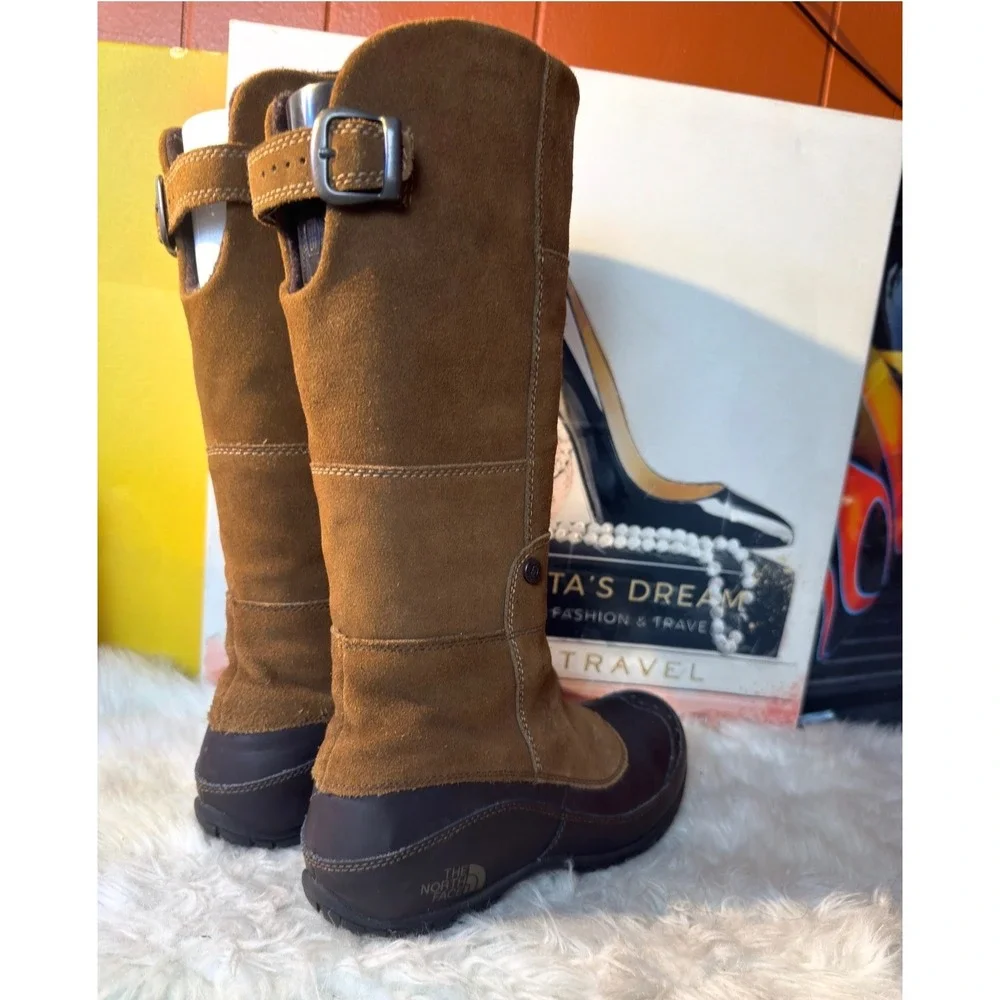 The North Face Janey II Waterproof Suede Tall Boots Brown Leather Equestrian 7.5
